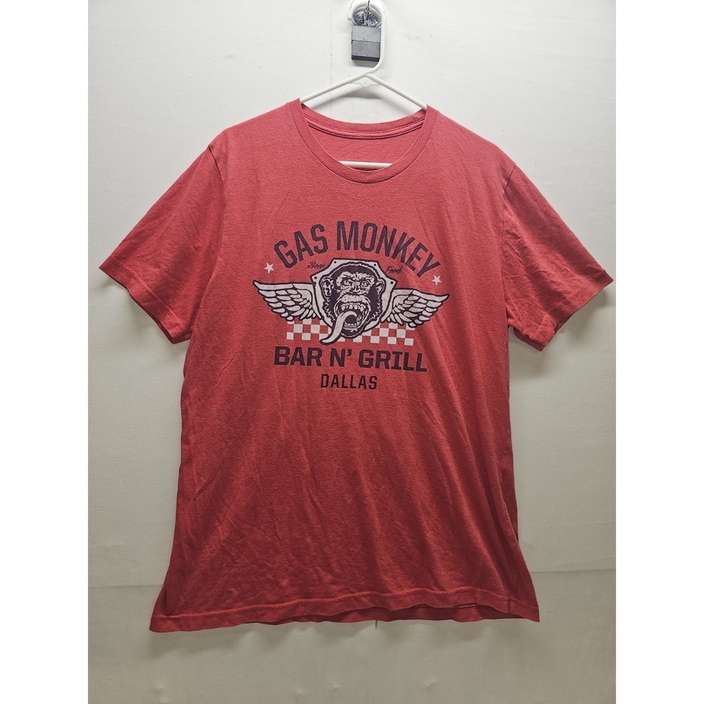 Gas Monkey Bar N Grill T-Shirt Mens Large Red Graphic Fast N Loud Dallas Texas